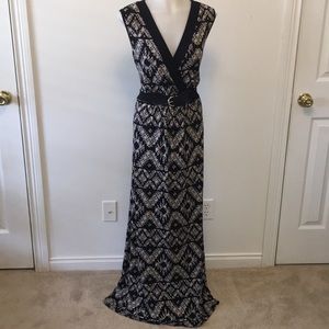 Susan Lawrence Maxi Dress Black Abstract SZXL